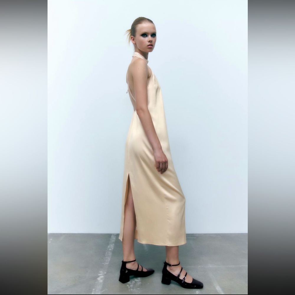 NWT Zara Satin effect halter dress - Picture 2 of 10